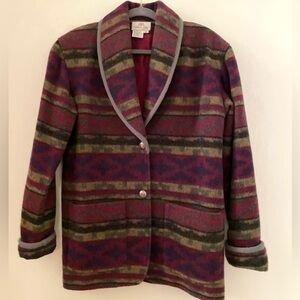 Vintage Carroll Reed Wool Blend Southwestern Jacket Sz M EUC